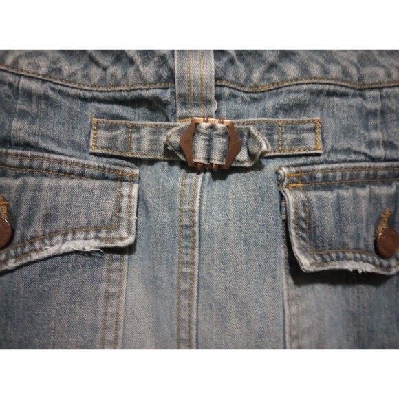 American Eagle Denim Mini Skirt Distressed Stone Wash Flap Pocket Womens Sz 10 - Picture 9 of 9